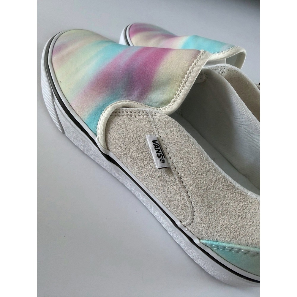 Vans Classic Slip-On Pastel Tie Dye Suede Canvas Sneakers Women's Size 9.5 New - Picture 2 of 10